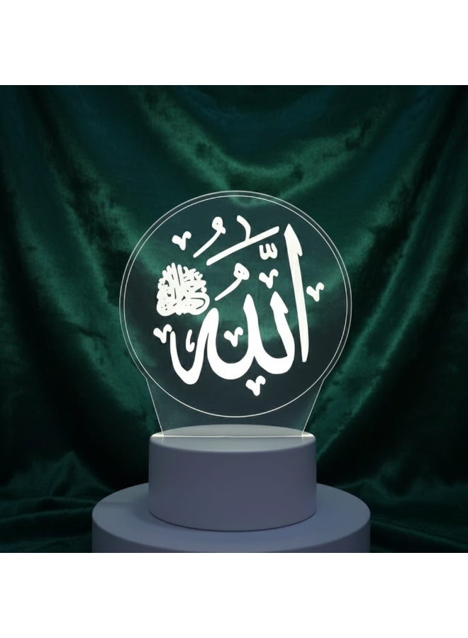 3D Ramadan Decor LED Acrylic Night Light – Islamic Calligraphy Board with Soft Warm Glow, USB Powered Night Lamp for Ramadan, Prayer Room & Muslim Home Decor - Image 3